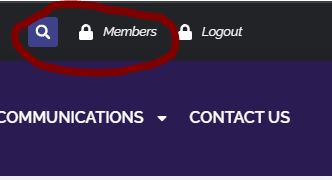 Members and Secretaries menu links after login
