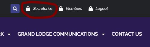 Members and Secretaries menu links after login
